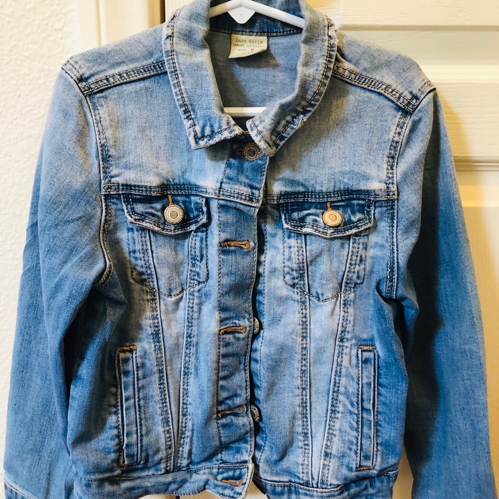 Girls distressed denim jacket
